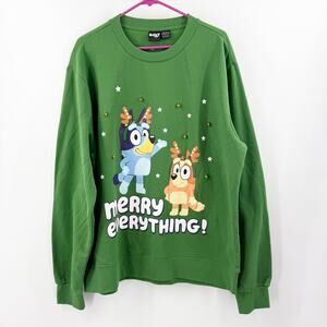 Bluey Sweatshirt Men's Size XL "Merry Everything!" NWT Christmas Fleece Pullover